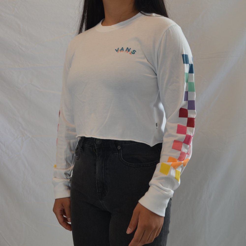 vans cropped long sleeve tee